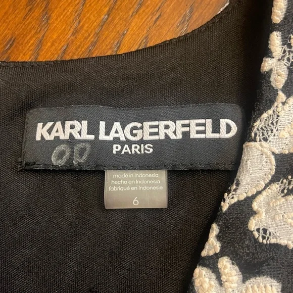 Karl Lagerfeld Black and White Floral Long Sleeve Dress - Picture 6 of 6